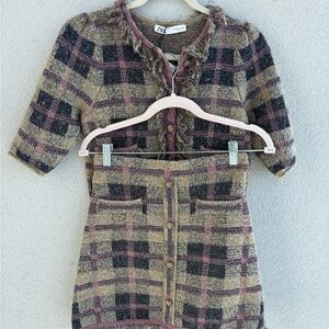 Zara Checkered Knit Dress - Purple, Black, Tan